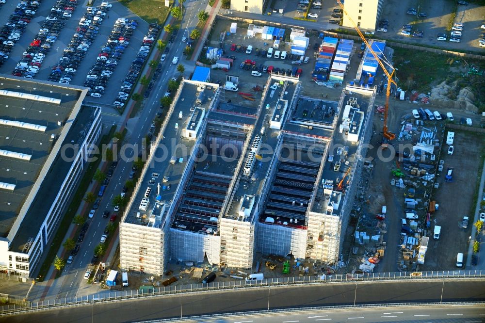 Aerial photograph Bremen - Construction site to build a new office and commercial building Forschungs- und Technologiezentrum EcoMaT on Airbusallee - Cornelius-Edzard-Strasse - Claudius-Dornier-Strasse in the district Neustadt in Bremen, Germany