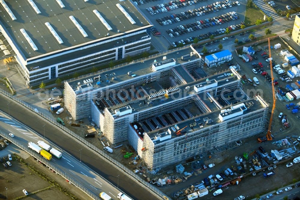 Bremen from above - Construction site to build a new office and commercial building Forschungs- und Technologiezentrum EcoMaT on Airbusallee - Cornelius-Edzard-Strasse - Claudius-Dornier-Strasse in the district Neustadt in Bremen, Germany