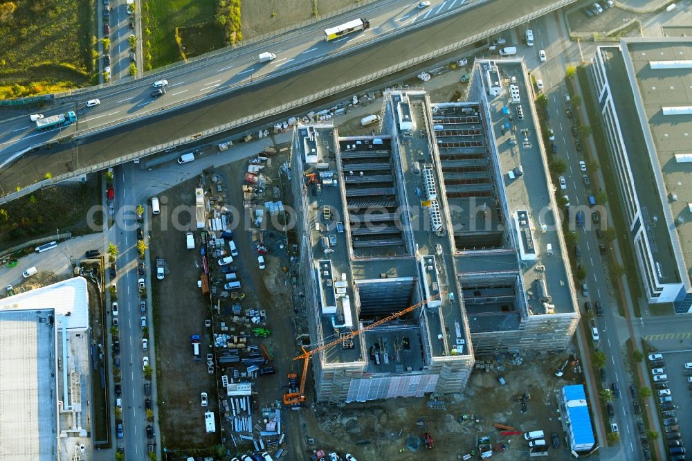 Aerial image Bremen - Construction site to build a new office and commercial building Forschungs- und Technologiezentrum EcoMaT on Airbusallee - Cornelius-Edzard-Strasse - Claudius-Dornier-Strasse in the district Neustadt in Bremen, Germany