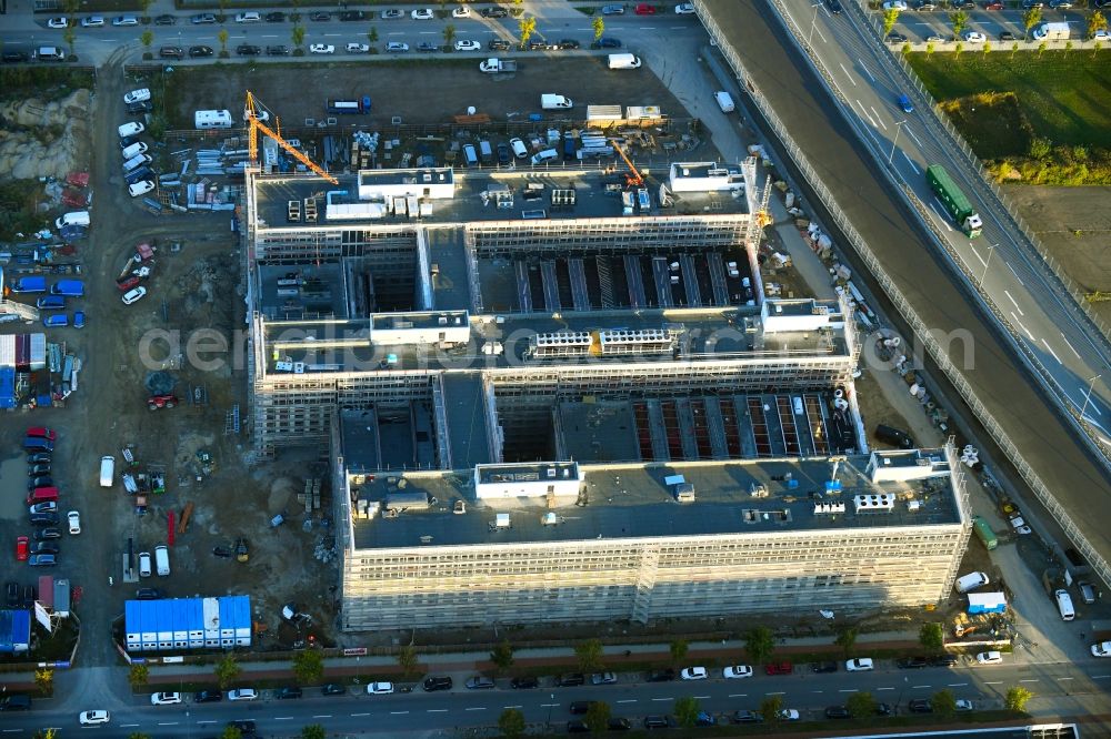 Aerial image Bremen - Construction site to build a new office and commercial building Forschungs- und Technologiezentrum EcoMaT on Airbusallee - Cornelius-Edzard-Strasse - Claudius-Dornier-Strasse in the district Neustadt in Bremen, Germany