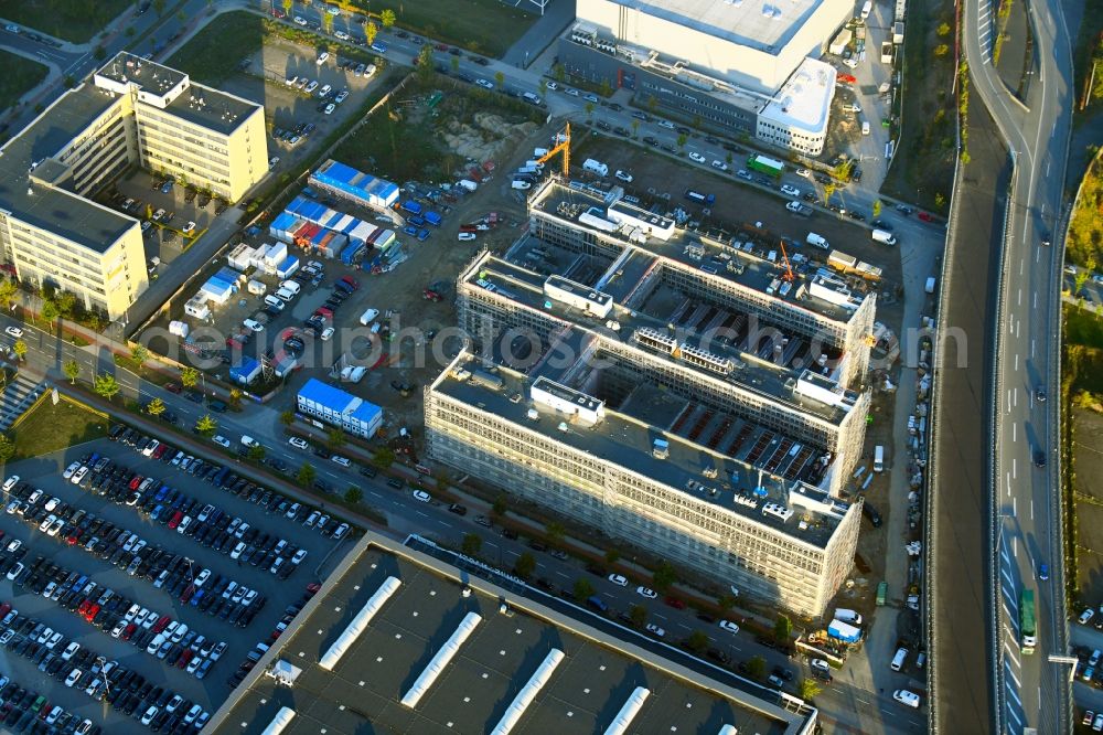 Aerial photograph Bremen - Construction site to build a new office and commercial building Forschungs- und Technologiezentrum EcoMaT on Airbusallee - Cornelius-Edzard-Strasse - Claudius-Dornier-Strasse in the district Neustadt in Bremen, Germany