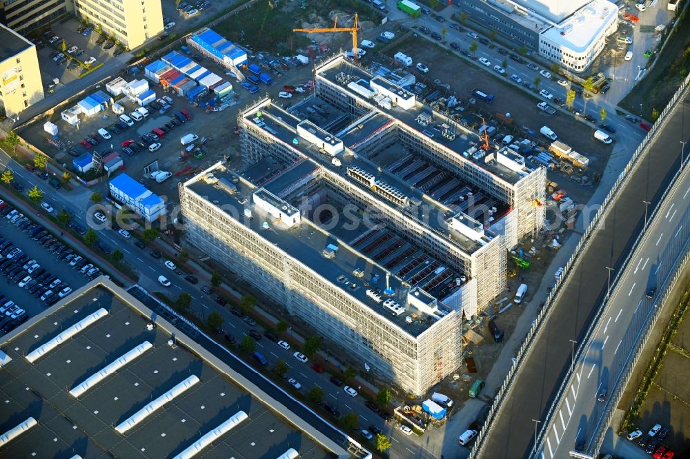 Aerial photograph Bremen - Construction site to build a new office and commercial building Forschungs- und Technologiezentrum EcoMaT on Airbusallee - Cornelius-Edzard-Strasse - Claudius-Dornier-Strasse in the district Neustadt in Bremen, Germany