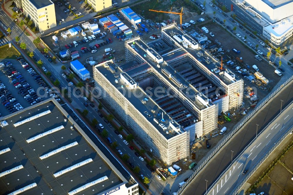 Bremen from above - Construction site to build a new office and commercial building Forschungs- und Technologiezentrum EcoMaT on Airbusallee - Cornelius-Edzard-Strasse - Claudius-Dornier-Strasse in the district Neustadt in Bremen, Germany