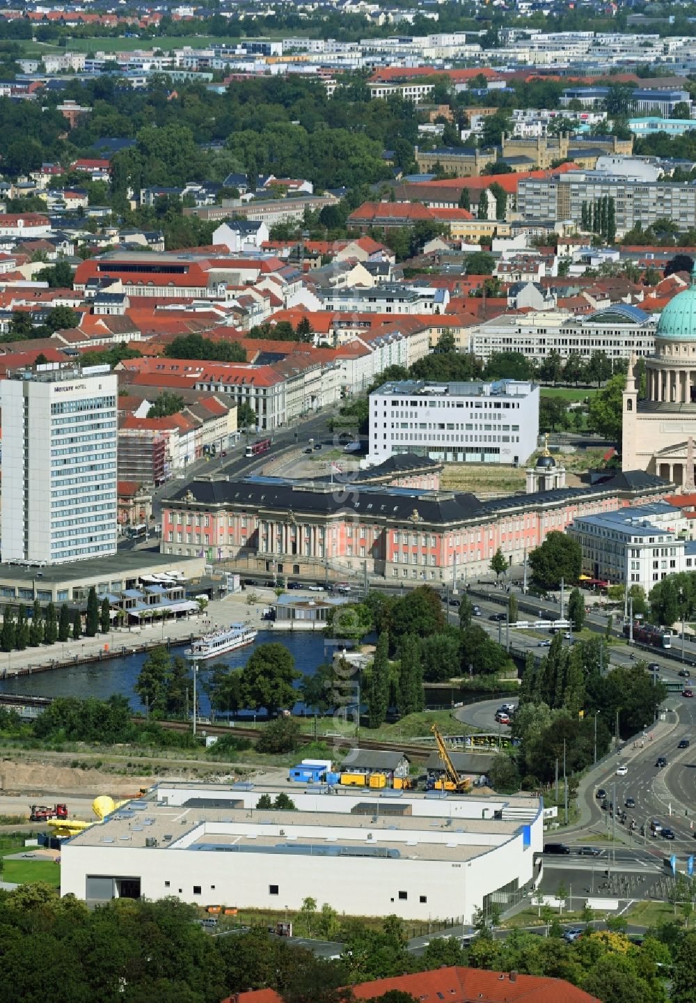 Potsdam from the bird's eye view: Site to build a new leisure pool with swimming pool in Potsdam in Brandenburg