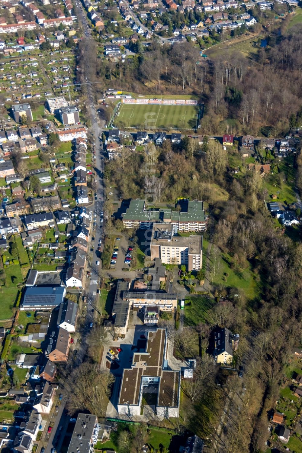 Oberhausen from above - New buildings of the retirement home - retirement of Louise-Schroeder-Heim on Siepenstrasse in Oberhausen at Ruhrgebiet in the state North Rhine-Westphalia, Germany