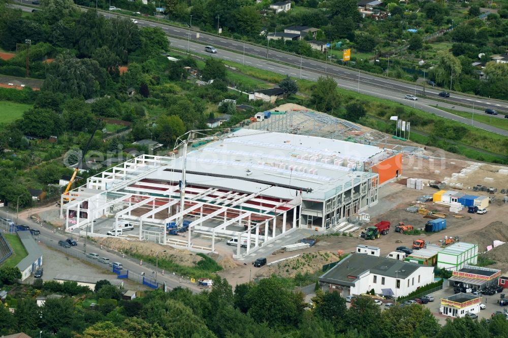 Aerial image Magdeburg - Construction site for new construction building of the construction market of OBI on Magdeburger Ring and of Salzmannstrasse in the district Sudenburg in Magdeburg in the state Saxony-Anhalt, Germany