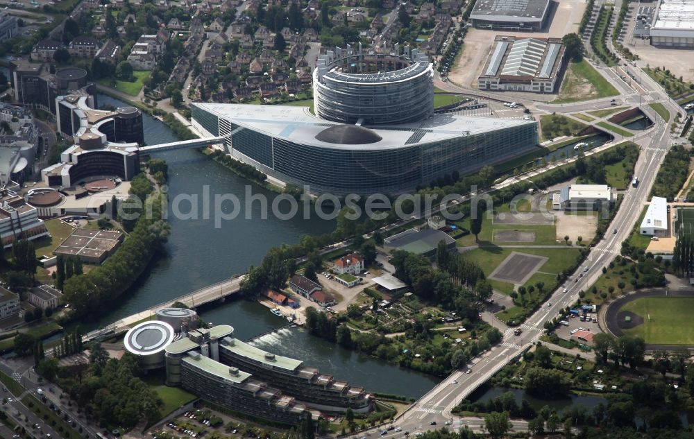 Aerial image Straßburg - New building of the EU European Union European Parliament in Strasbourg in Alsace in France