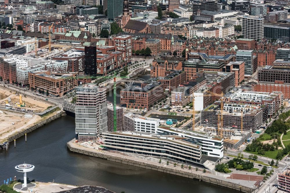 Hamburg from above - View of building lot of the new Hafen city University in Hamburg. The building constructed on behalf of the Ministry of Science and Research of Hamburg by the company Riedel Bau for the subjects architecture, civil engineering, geomatics and municipal planning