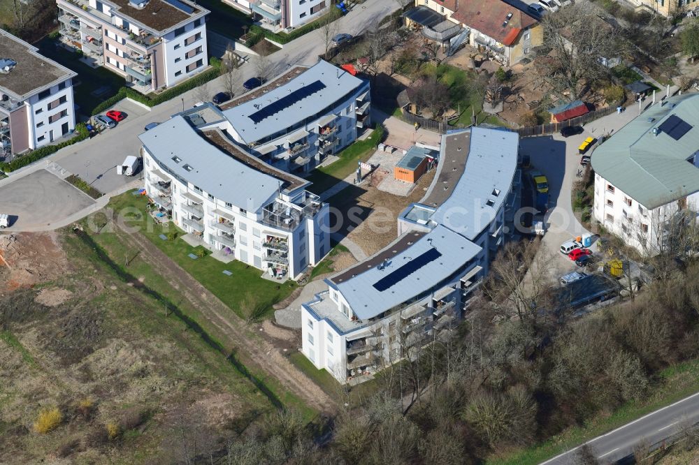 Aerial photograph Schopfheim - New buildings Wohnen am Eisweiher next to the retirement home - retirement House Columban in Schopfheim in the state Baden-Wurttemberg, Germany