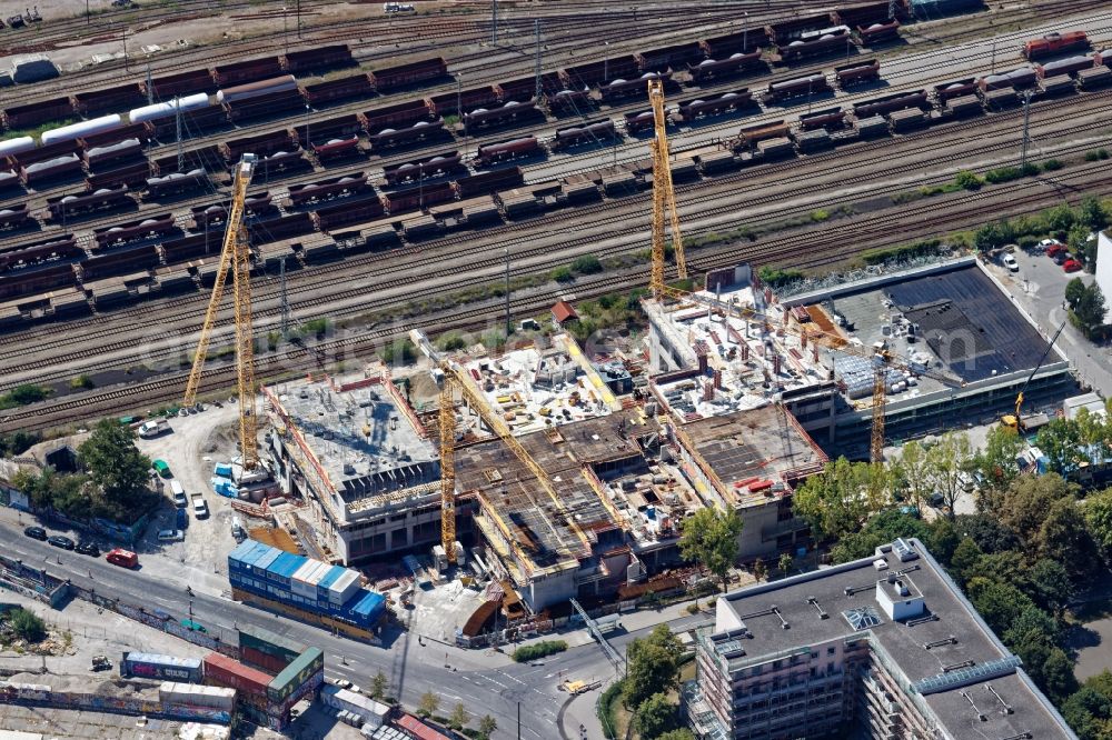 Aerial image München - New construction site of the building complex of the vocational school Kompetenzzentrums Ruppertstrasse in the district Sendling in Munich in the state Bavaria, Germany