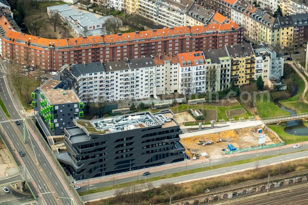 Aerial image Düsseldorf - New building complex of the Duesseldorf Academy in Dusseldorf in North Rhine-Westphalia