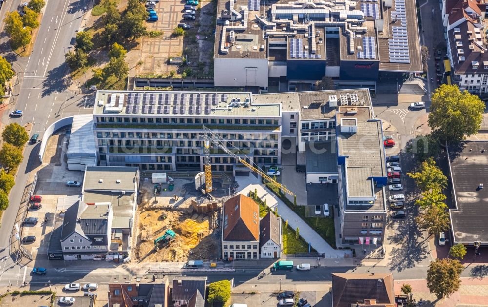 Aerial image Hamm - Construction site of the publishing complex of the press and media house Westfaelischer Anzeiger on street Widumstrasse in the district Heessen in Hamm at Ruhrgebiet in the state North Rhine-Westphalia, Germany