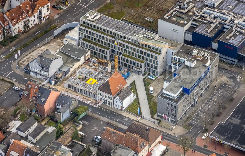 Aerial photograph Hamm - Construction site of the publishing complex of the press and media house Westfaelischer Anzeiger on street Widumstrasse in the district Heessen in Hamm at Ruhrgebiet in the state North Rhine-Westphalia, Germany