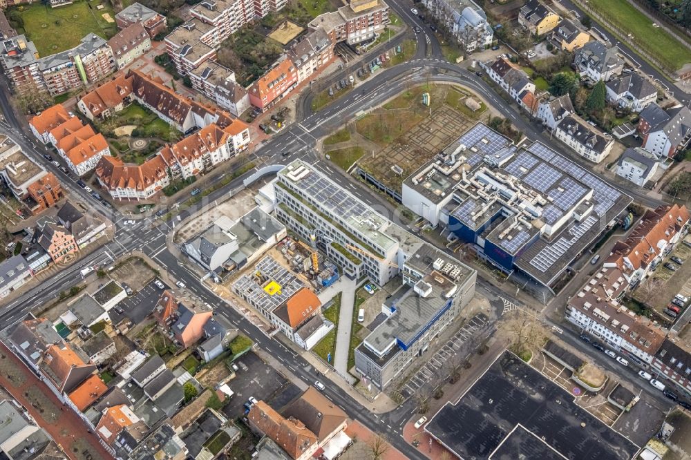 Hamm from above - Construction site of the publishing complex of the press and media house Westfaelischer Anzeiger on street Widumstrasse in the district Heessen in Hamm at Ruhrgebiet in the state North Rhine-Westphalia, Germany