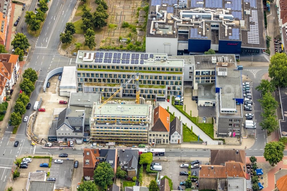 Hamm from the bird's eye view: Construction site of the publishing complex of the press and media house Westfaelischer Anzeiger on street Widumstrasse in the district Heessen in Hamm at Ruhrgebiet in the state North Rhine-Westphalia, Germany