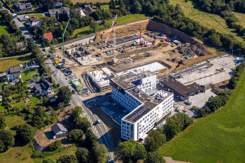 Ennepetal from the bird's eye view: Construction site for the new police building complex - Gefahrenabwehrzentrum on street Strueckerberger Strasse in the district Buettenberg in Ennepetal at Ruhrgebiet in the state North Rhine-Westphalia, Germany