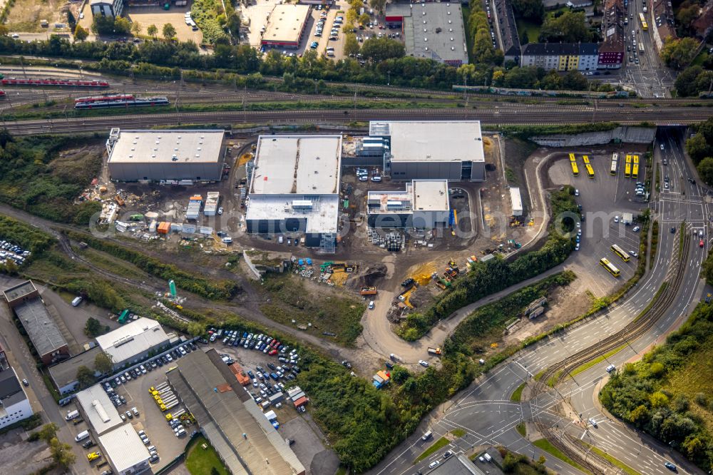 Essen from above - Construction site for the new police building complex on street Schederhofstrasse in the district Westviertel in Essen at Ruhrgebiet in the state North Rhine-Westphalia, Germany