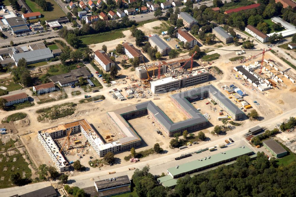 Aerial image Ingolstadt - Neubau eines Gebäudekomplexes in der Nähe der Liegnitzer Straße und der Manchinger Straße.