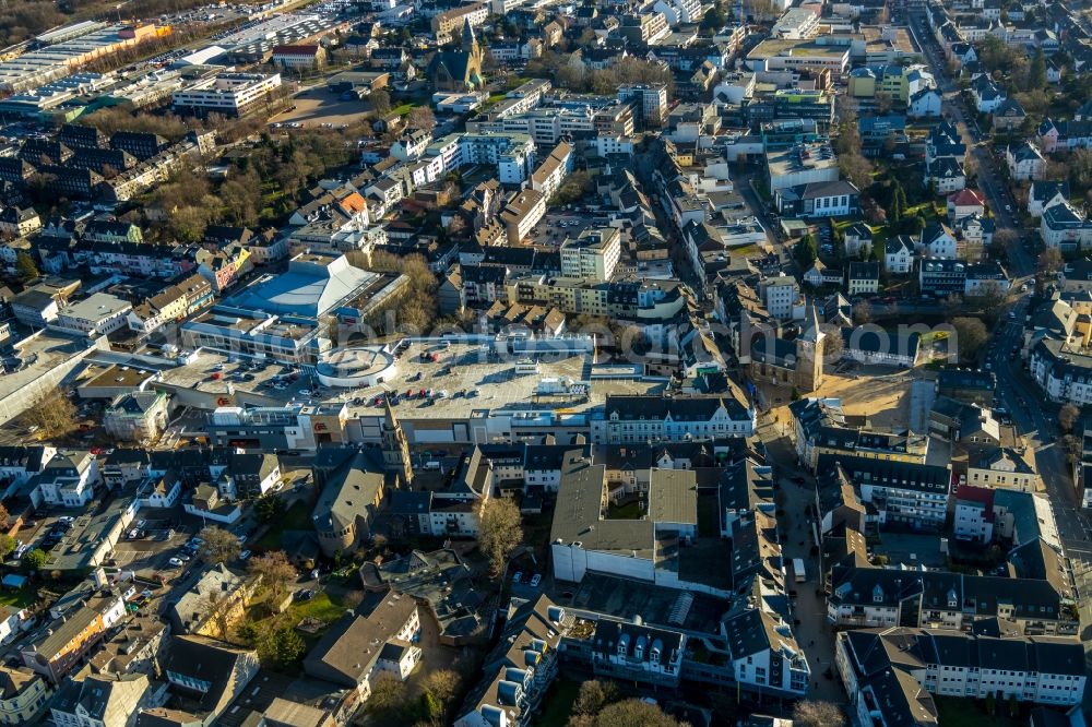 Aerial image Velbert - Building complex of the StadtGalerie shopping center in Velbert in the state of North Rhine-Westphalia, Germany