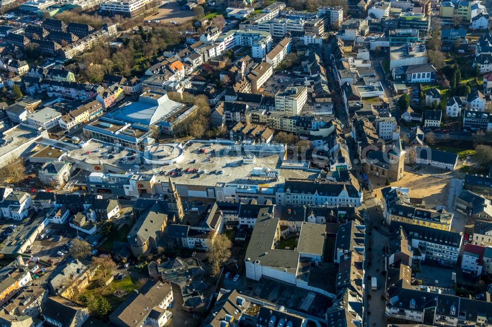 Aerial photograph Velbert - Building complex of the StadtGalerie shopping center in Velbert in the state of North Rhine-Westphalia, Germany