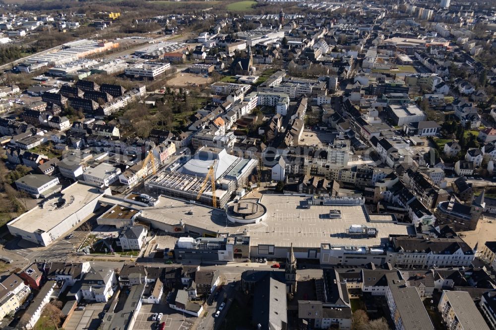 Aerial photograph Velbert - Building complex of the StadtGalerie shopping center in Velbert in the state of North Rhine-Westphalia, Germany