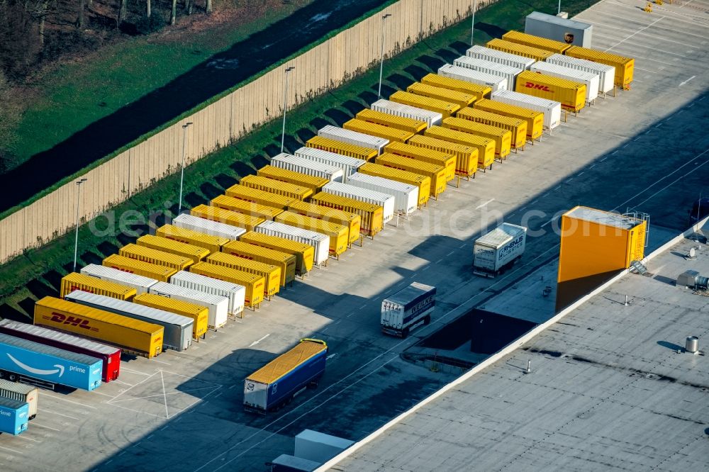 Werne from the bird's eye view: Complex on the site of the logistics center Amazon Logistik in Werne in the state North Rhine-Westphalia