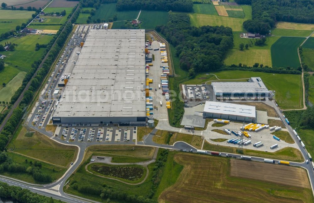 Werne from the bird's eye view: Complex on the site of the logistics center Amazon Logistik in Werne in the state North Rhine-Westphalia