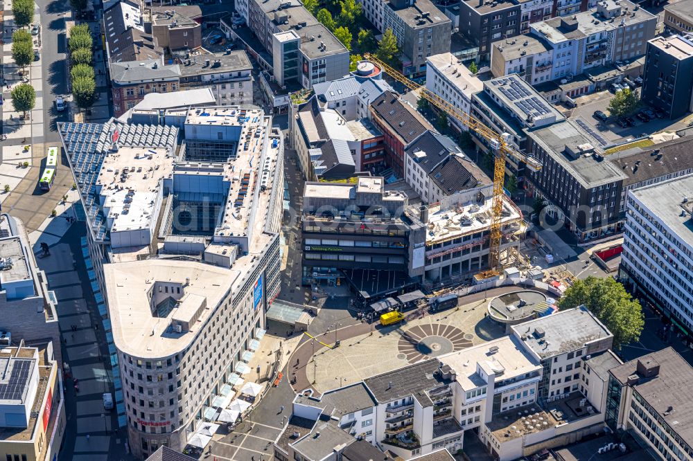 Bochum from above - Construction site for the construction of a new building for the financial services company Sparkasse on Dr.-Ruer-Platz in the district Innenstadt in Bochum in the Ruhr area in the state North Rhine-Westphalia, Germany