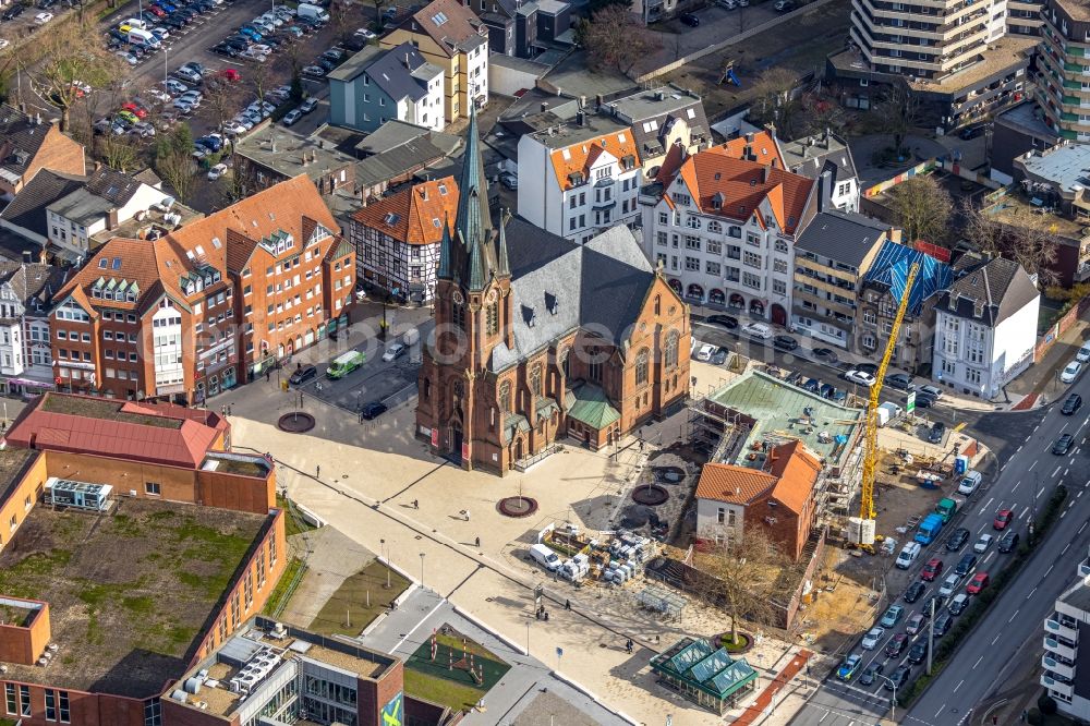 Aerial photograph Herne - Construction site to build a new office and commercial building Ludwig-Steil-Forum in Herne in the state North Rhine-Westphalia, Germany