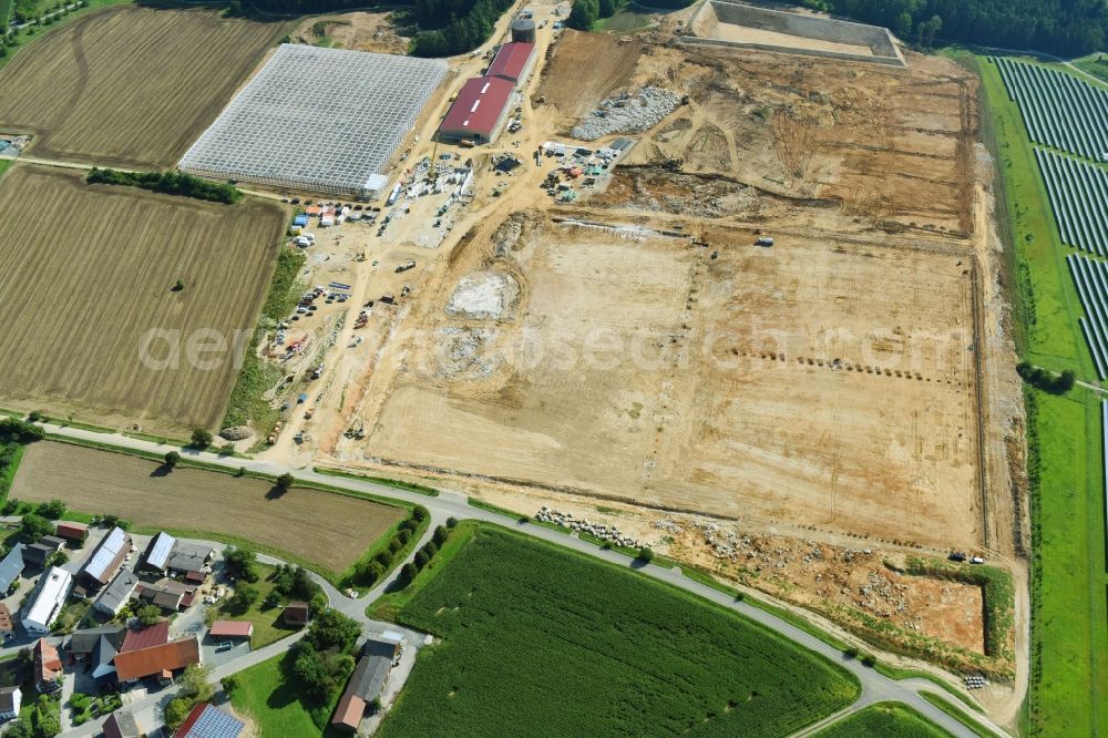 Aerial photograph Feulersdorf - Construction site of greenhouses series of company Scherzer & Boss Fruchtgemuese GmbH in Feulersdorf in the state Bavaria, Germany