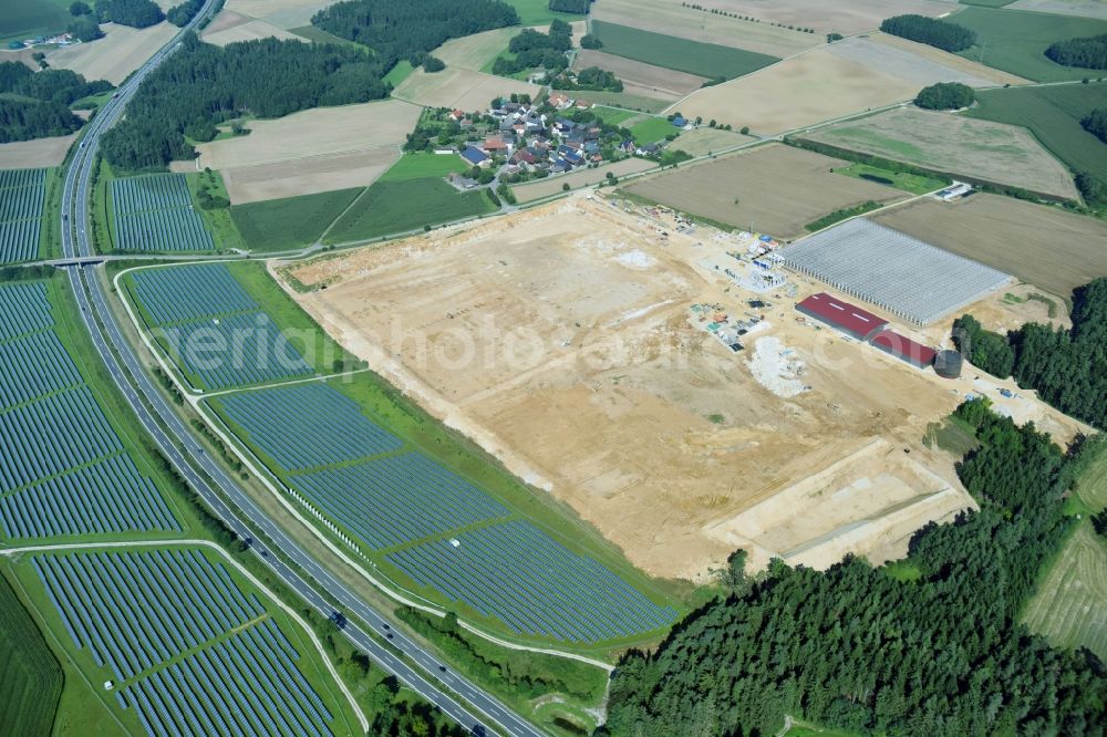 Aerial photograph Feulersdorf - Construction site of greenhouses series of company Scherzer & Boss Fruchtgemuese GmbH in Feulersdorf in the state Bavaria, Germany