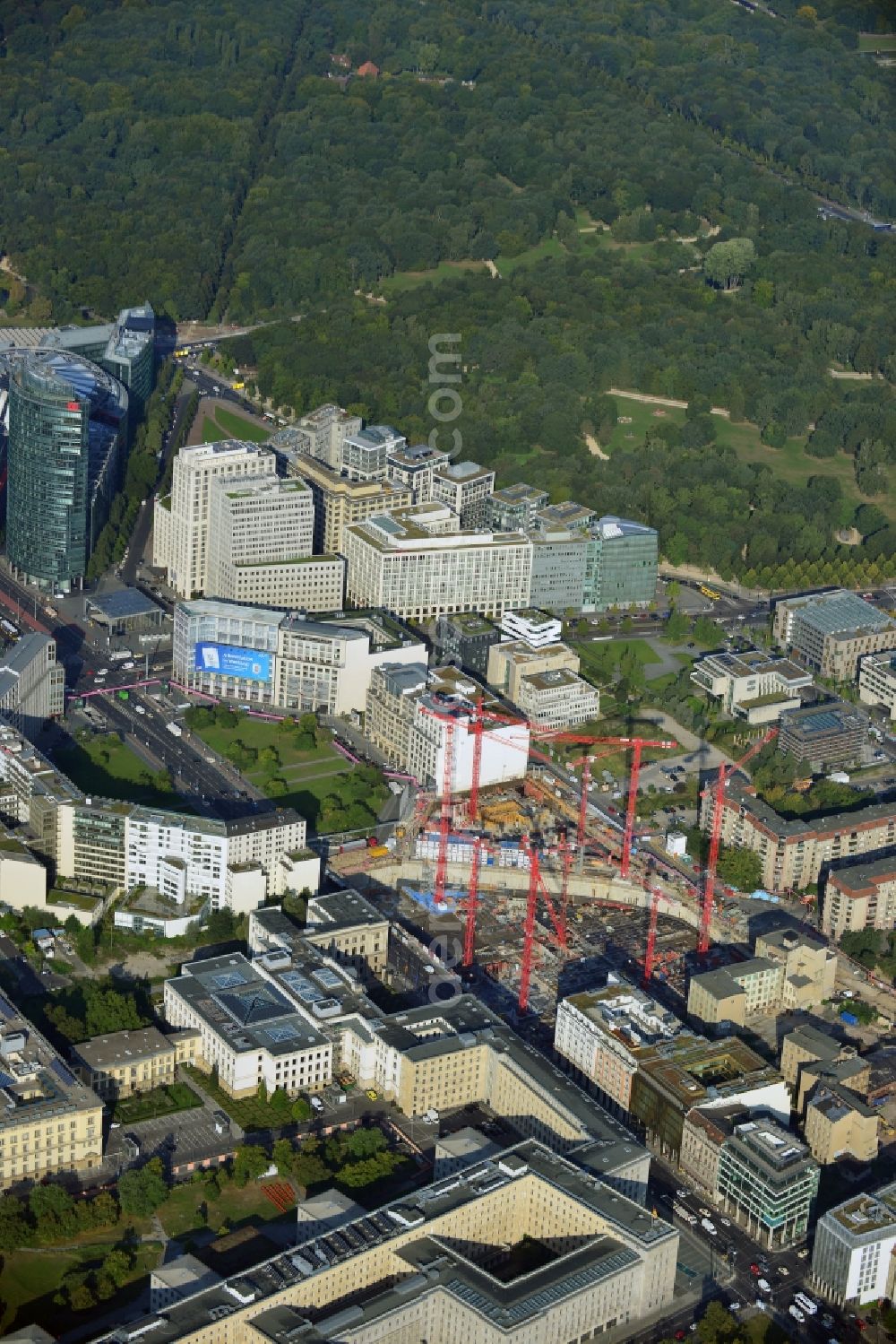 Aerial photograph Berlin - New building on the site Wertheim at Leipziger Platz 12 in Berlin-Mitte