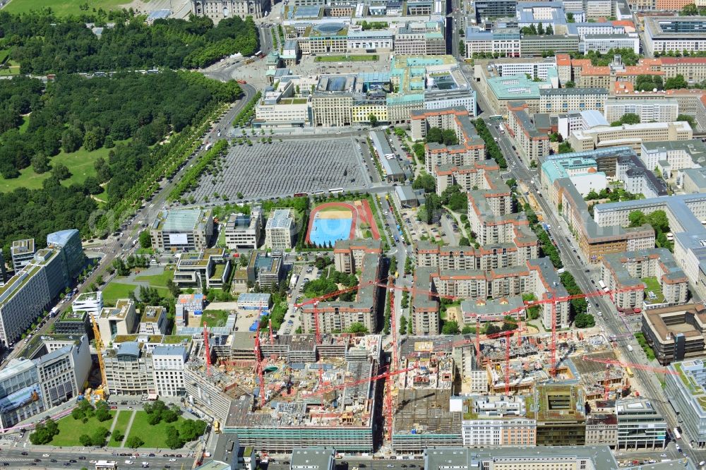 Aerial image Berlin - New building on the site Wertheim at Leipziger Platz 12 in Berlin-Mitte