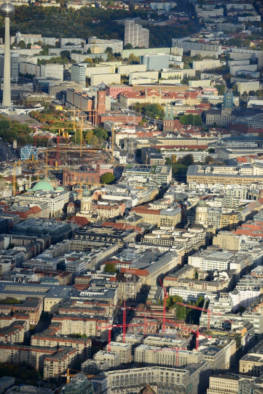 Aerial photograph Berlin - New building on the site Wertheim at Leipziger Platz 12 in Berlin-Mitte