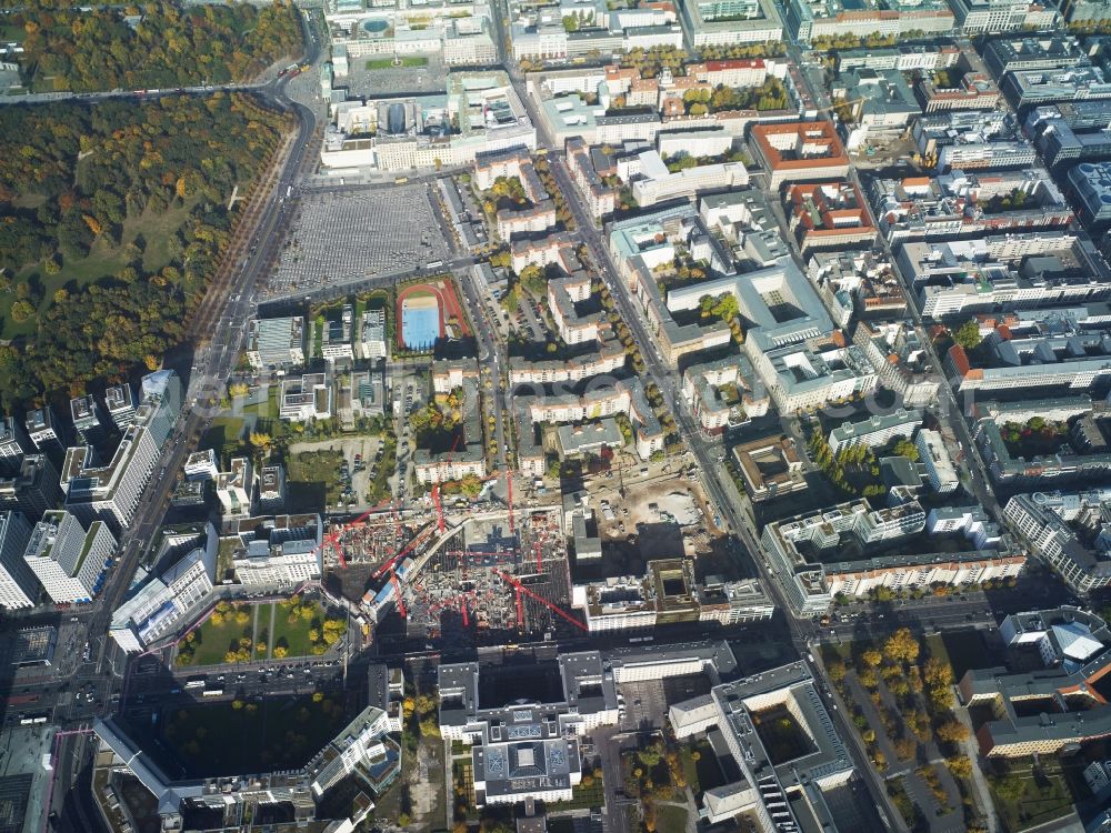 Aerial image Berlin - New building on the site Wertheim at Leipziger Platz 12 in Berlin-Mitte