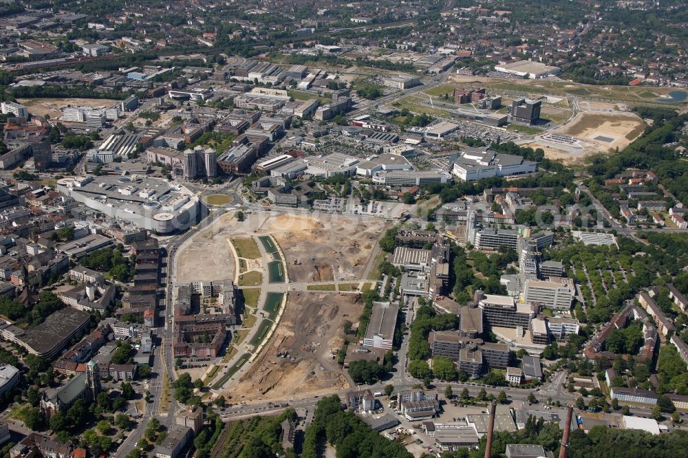 Aerial image Essen - View of the new construction of the university quarter Gruene Mitte in Essen in the state North Rhine-Westphalia