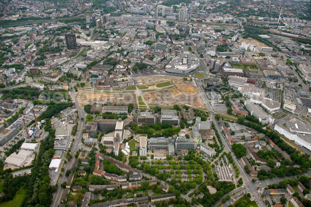 Aerial image Essen - View of the new construction of the university quarter Gruene Mitte in Essen in the state North Rhine-Westphalia