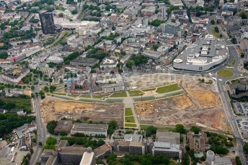 Aerial photograph Essen - View of the new construction of the university quarter Gruene Mitte in Essen in the state North Rhine-Westphalia