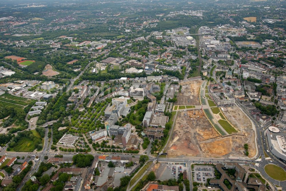 Essen from above - View of the new construction of the university quarter Gruene Mitte in Essen in the state North Rhine-Westphalia