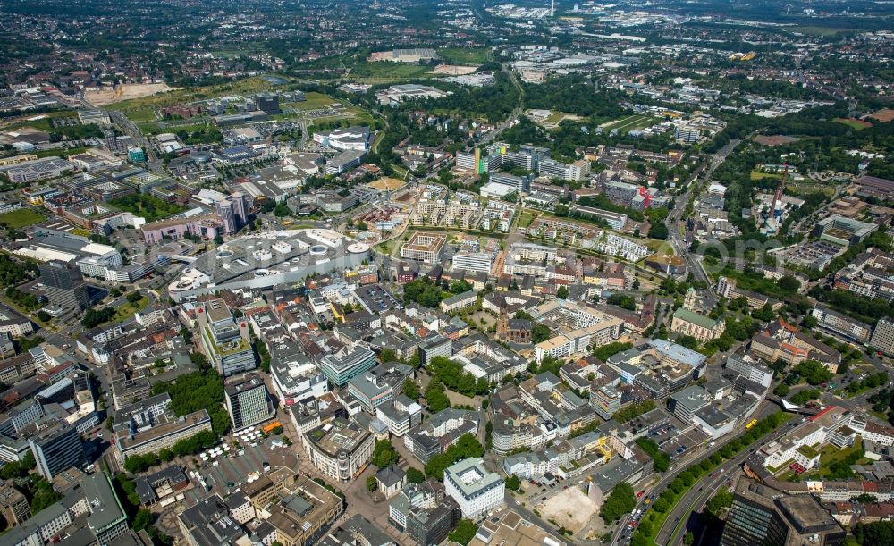 Essen from the bird's eye view: View of the new construction of the university quarter Gruene Mitte in Essen in the state North Rhine-Westphalia