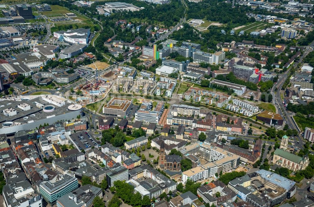 Aerial image Essen - View of the new construction of the university quarter Gruene Mitte in Essen in the state North Rhine-Westphalia