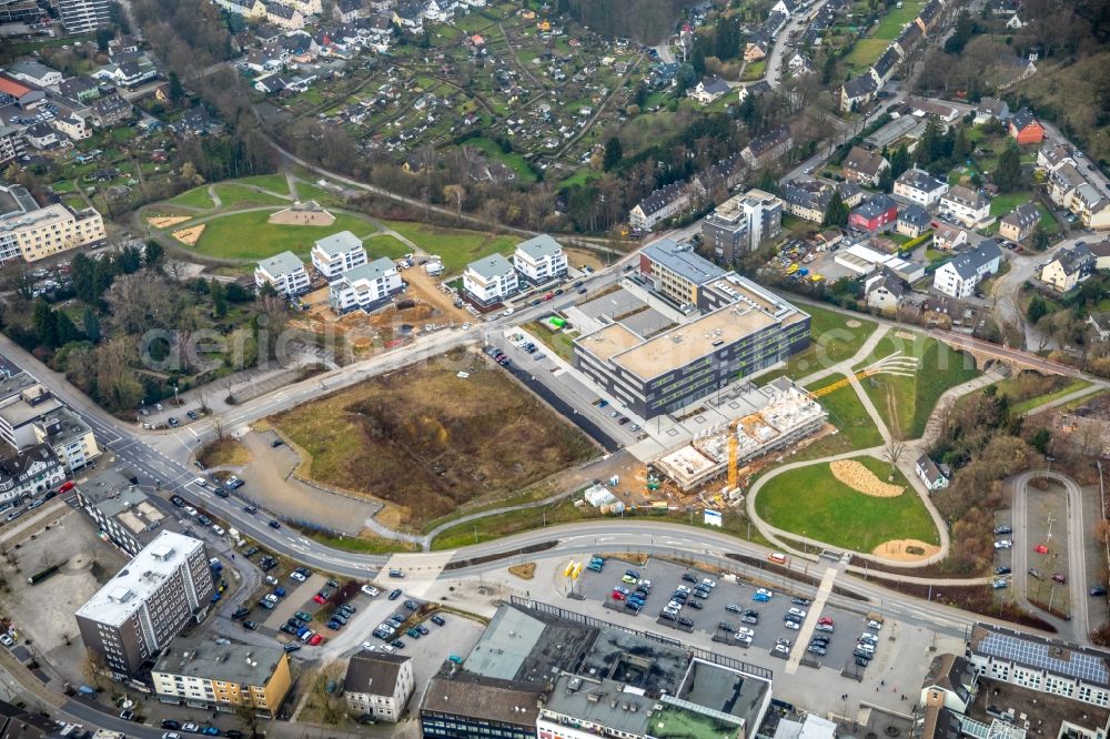 Aerial photograph Heiligenhaus - Winter aerial photo New building of the green campus Velbert Heiligenhaus of the Bochum University of Applied Sciences in Heiligenhaus, North Rhine-Westphalia