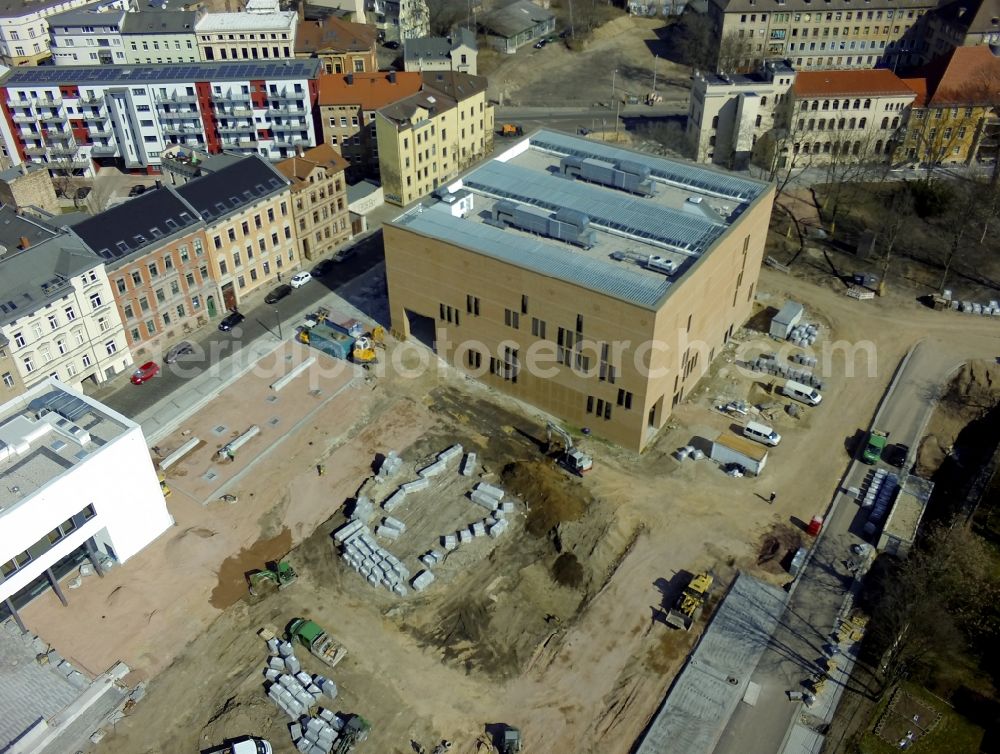 Aerial image Halle (Saale) - Construction of the GWZ Humanities Center of the University at Stone Gate campus in Halle (Saale) in Saxony-Anhalt