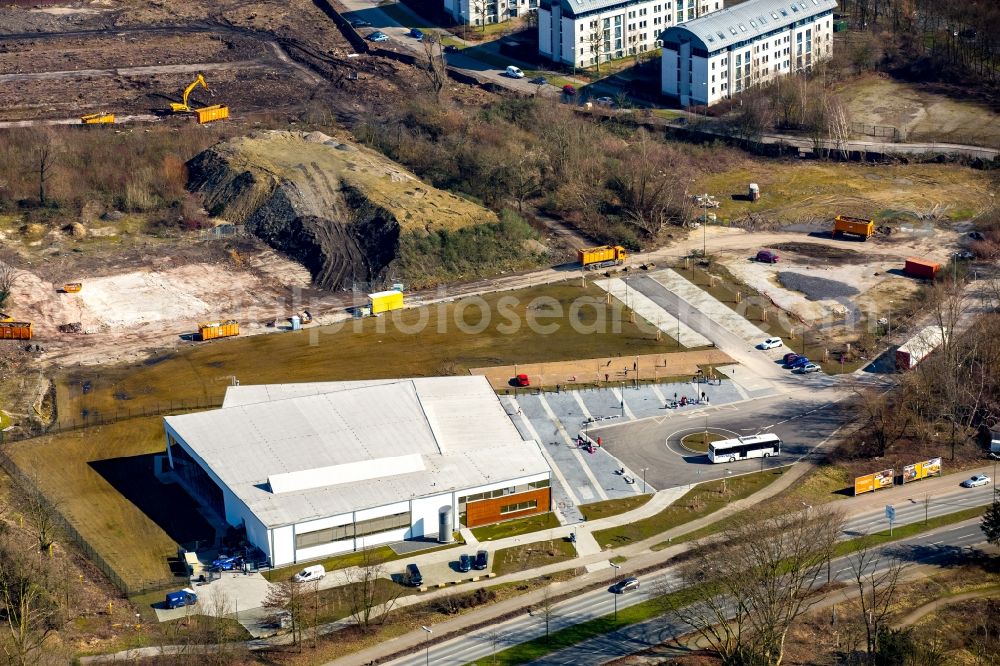 Aerial image Essen - New building for the indoor swimming pool Thurm field in Essen in North Rhine-Westphalia