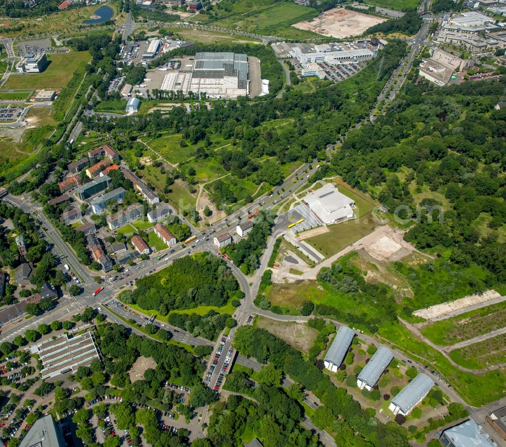 Essen from the bird's eye view: New building for the indoor swimming pool Thurm field in Essen in North Rhine-Westphalia