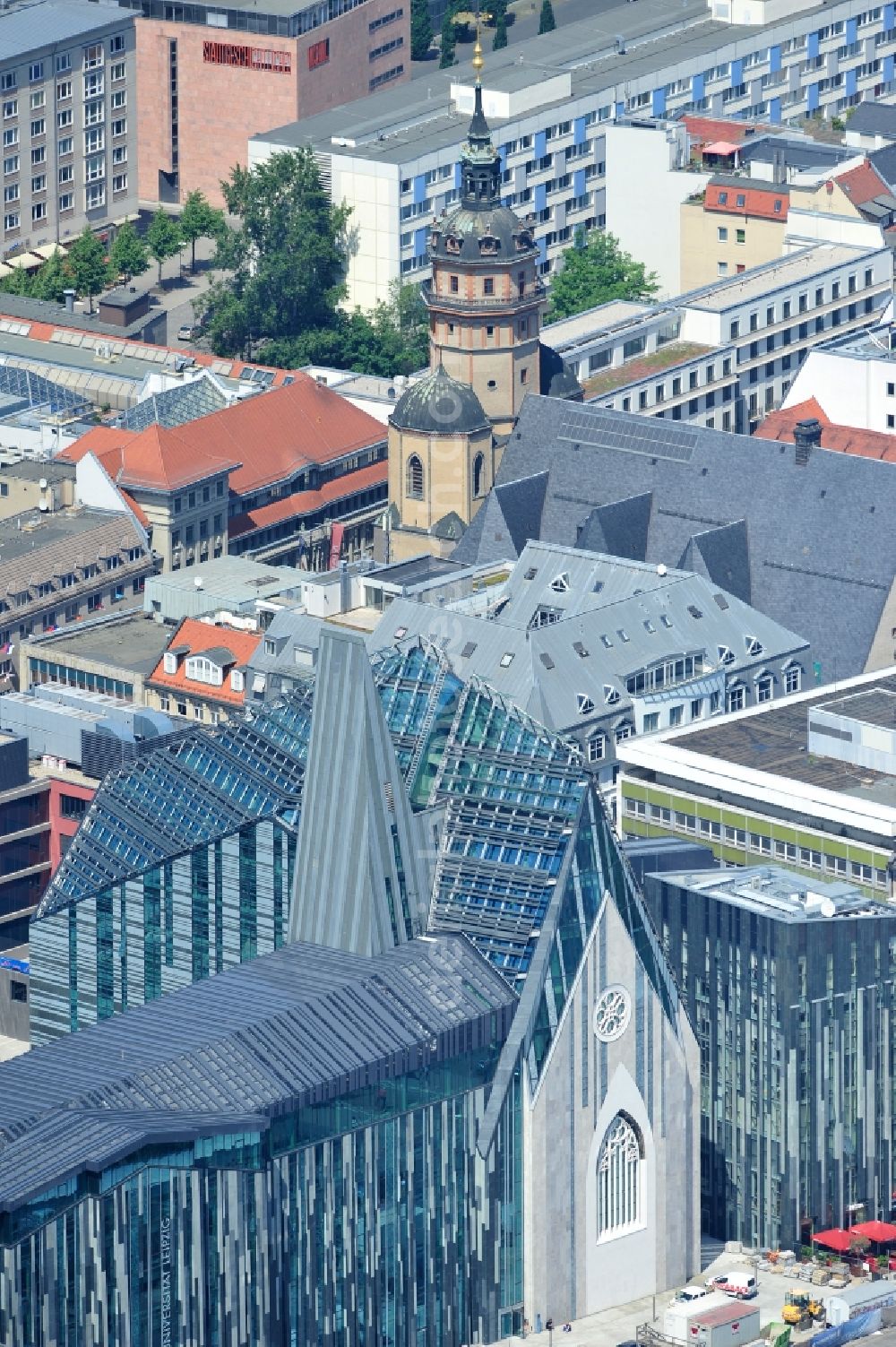 Aerial photograph Leipzig - Construction onto the main campus building of the University of Leipzig