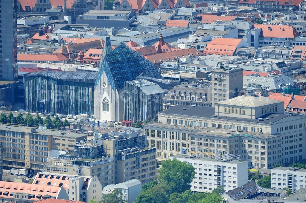 Leipzig from above - Construction onto the main campus building of the University of Leipzig