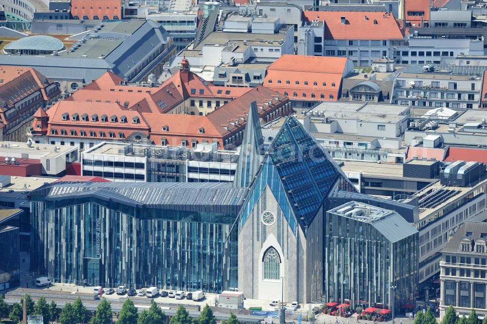 Leipzig from above - Construction onto the main campus building of the University of Leipzig