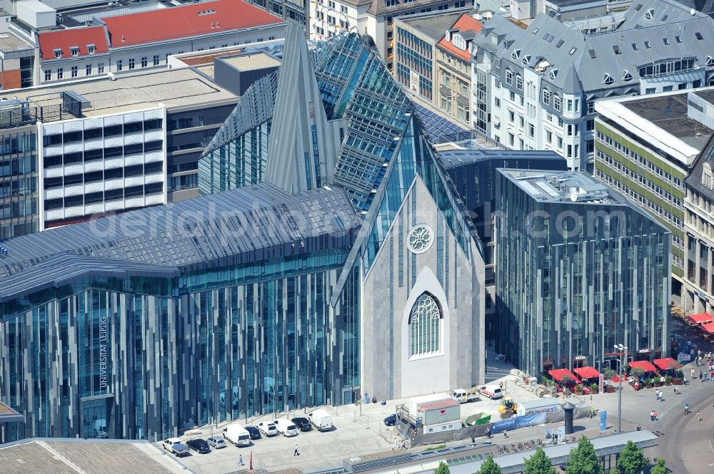 Leipzig from the bird's eye view: Construction onto the main campus building of the University of Leipzig