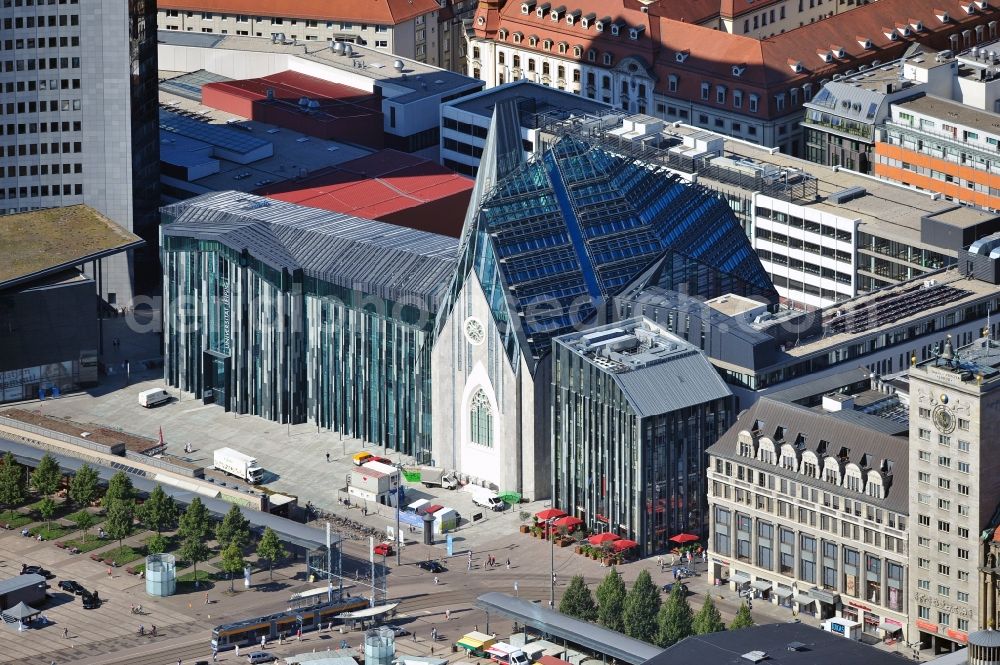 Aerial photograph Leipzig - Construction onto the main campus building of the University of Leipzig